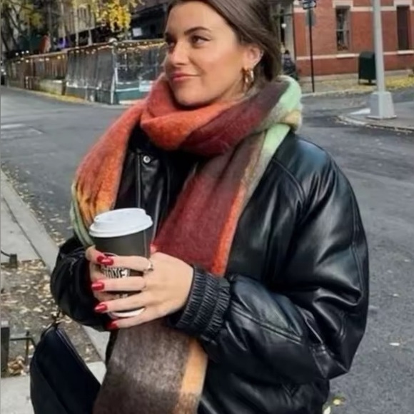 13. VARIOUS Soft Scarf Women's Multicolor Plaid Oversized Neck Warmer - Picture 5 of 5